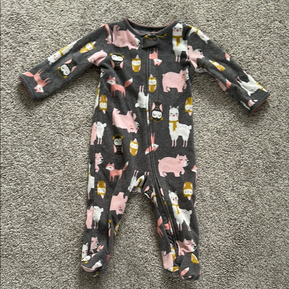 Cozy Gray Animal Print Kids One Piece
